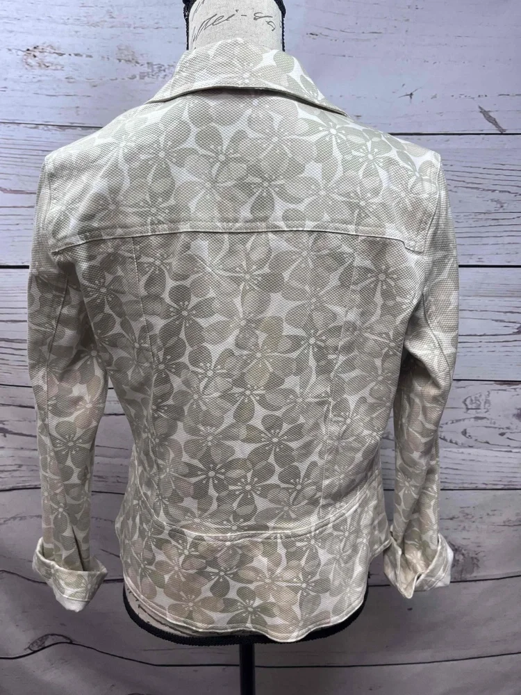 Lemon Grass Studio Tan Green Button Down Jacket Small‎